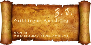 Zeitlinger Varsány névjegykártya